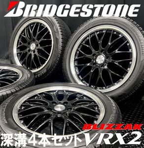 深溝★ブリヂストン VRX2 225/50R18＆マルチフォルケッタ 4本 241226-S1 C-HR エスティマ ヴェゼル等/18インチスタッドレスホイール*114.3