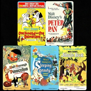 テレホンカード ディズニー ムービーポスターコレクション Movie Poster Collection 101/ピーター・パン/ピノキオ他 5枚セット 未使用