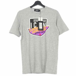 未使用品 ディースクエアード DSQUARED2 21SS アイコン ロゴプリントTシャツ カットソー 半袖 XS グレー S80GC0015 国内正規 レディース