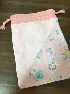 ●ハンドメイド●シェル＊貝殻　巾着袋＊給食袋　ピンク