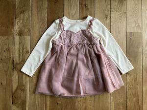 新品 女の子キッズ チュールワンピース 長袖 100センチ