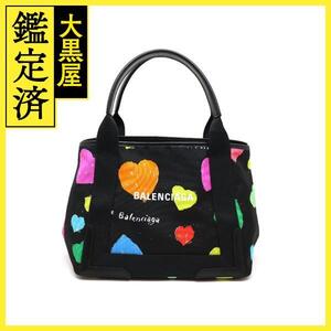 BALENCIAGA バレンシアガ ネイビーカバス S ハート ブラック マルチ キャンバス 339933 2143300221381【200】