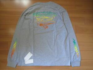 送料無料発送 人気完売 ビッグサイズ BEDWIN & THE HEARTBREAKERS L/S C-NECK PRINT TEE VOWLES XXL 2XL 灰 正規品 新品未使用 タグ付き