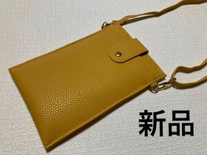 新品 合皮 スマホショルダー ポシェット 黄色系