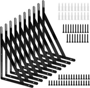 Socpuro 棚受け 金具 250*160mm L字型 アイアンブラケット 10本セット 棚受け金具 スチール 壁掛け 棚うけ 