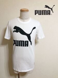 【新品】 PUMA プーマ ビッグロゴ クルーネック Tシャツ トップス ホワイト サイズM 半袖 白 573810