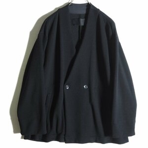 P0013f25　■th products ティーエイチ プロダクツ■　Double Cardigan 鹿の子 ダブルボタンカーディガン ジャケット ブラック 1 春～秋