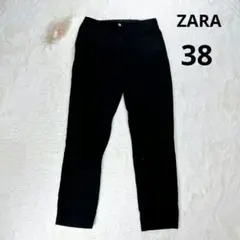 【ZARA】テーパードパンツ チノパン (38) 黒 ウール混 シンプル