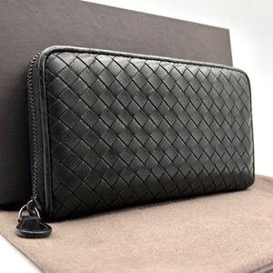 c71 ボッテガヴェネタ　イントレチャート　長財布　ラウンドファスナージップ　ブラック　黒　bottega veneta