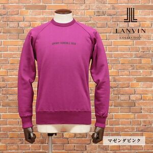 LANVIN COLLECTION/48サイズ/丸首トレーナー やわらかスウェット レタード プリント ラグラン 日本製 新品/マゼンダピンク/ib175/