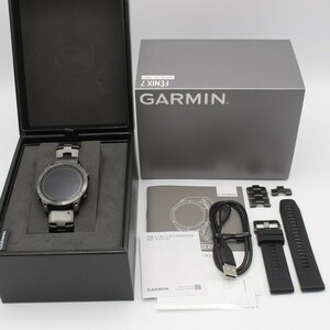 【美品】GARMIN fenix 7 Sapphire Dual Power Ti Carbon Gray DLC/Carbon Gray DLC Vented Titanium Band 010-02540-48 スマートウォッチ