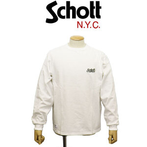 Schott (ショット) 5130003 PIGMENT LS T-SHIRT BOLT LOGO ピグメント ロングスリーブTシャツ ボルトロゴ 030 WHITE 2XL