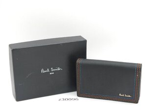 【z30096】新品・未使用品 Paul Smith ポールスミス 名刺入れ カードケース 牛革 レザー ブラック 箱付 格安スタート