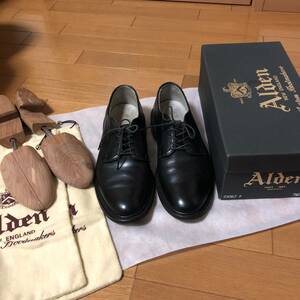 Alden オールデン 黒クロムエクセル バリーラスト プレーントウ 7.5 木製シューツリー付