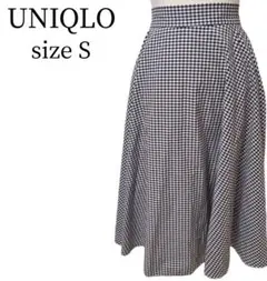 【美品✨】UNIQLOユニクロ　ギンガムチェック　ロングフレアスカート　Sサイズ