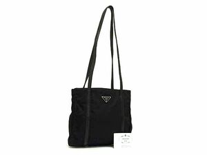 1円 PRADA プラダ B6506 テスートナイロン×レザー ショルダーバッグ ハンドバッグ 肩掛けかばん レディース ブラック系 BL5495