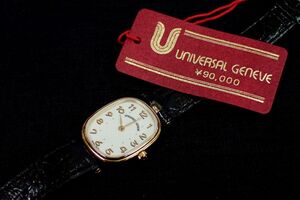 ▲腕時計141 美品 UNIVERSAL GENEVE ユニバーサルジュネーブ 516.612▲クォーツ式/動作未確認/純正ベルト/純正尾錠/タグ付き/消費税0円