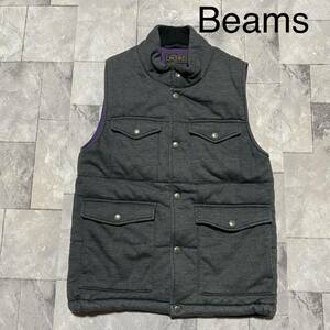 Beams ビームス Thermore サーモア 中綿ベスト vest 4つポケット ドットボタン グレー サイズS 玉FS1248