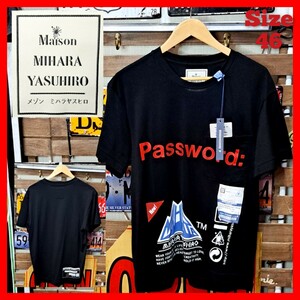 新品　Maison MIHARAYASUHIRO メゾンミハラヤスヒロ　胸ポケット　プリント　半袖Tシャツ　ブラック　46 Ｍ　L