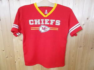 e611◆NFL KC CHIEFS ゲームシャツ◆サイズ10/12 子供用 アメリカンフットボール ボーイズ カンザスシティ・チーフス 半袖 ゆうパケット4I