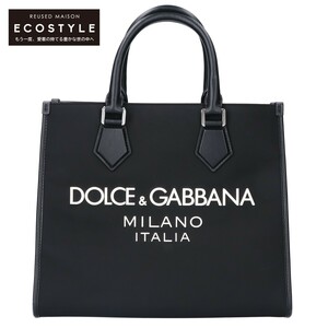 美品 DOLCE＆GABBANA ドルチェアンドガッバーナ BM2012 AG182 8B956 ロゴ ナイロン/レザー 2WAY ショッピングバッグ / トートバッグ