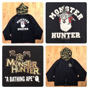 モンスターハンター × BAPE camo パーカー Lサイズ a bathing ape hoodie monster hunter エイプ ベイプ CAPCOM カプコン モンハン yi6