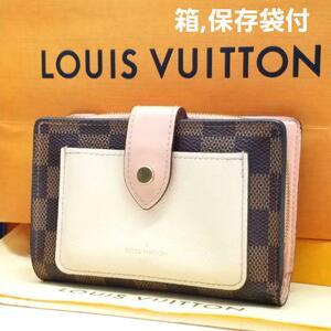 送料無料 Louis Vuitton 2020年製 ルイヴィトン ポルトフォイユ ジュリエット コンパクト ダミエ エヌベ ピンク 二つ折財布 N60380