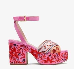 直営 2024最新♪日本未発売 Kate Spade ケイト・スペード Rio Bandana Patchwork Platform Sandals KH380　LAから本物をお届けします