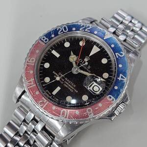 1円～ ロレックス ROLEX GMTマスター 1675 ブラウンミラー 12番台 トリチウム Cal.1560 ハック無し 黒文字盤 デイト アメリカンブレス