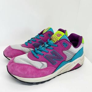 レア 美品 数回着用★ニューバランス 580 NEW BALANCE MRT580WJ 24.5cm US6.5 ホワイト/ピンク レディース スニーカー ランニングシューズ