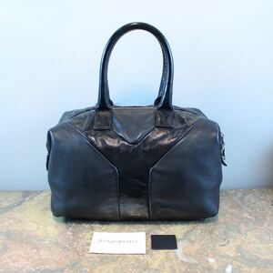 YVES SAINT LAURENT LOGO LEATHER BOSTON BAG MADE IN ITALY/イヴサンローランロゴレザーボストンバッグ