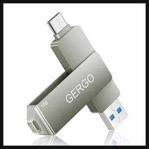 【開封のみ】GERGO ★USBメモリ 512GB 1TB 2IN1 USB3.0＆Type-C メモリー フラッシュメモリ 外付け 容量不足解消 小型 360度回転式 (1TB)