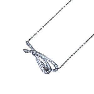 ティファニー TIFFANY＆CO ボウネックレス K18ホワイトゴールド ダイヤモンド ジュエリー 中古