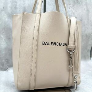 美品● BALENCIAGA バレンシアガ トートバッグ ショルダーバッグ 2way ベージュ レディース ハンドバッグ 肩掛け ミニトート エブリデイ