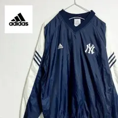 90s adidas MLB ヤンキース Vネック　ピステ　パフォーマンスロゴ