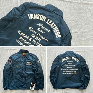 ★新品 VANSON SVS2405S NV XLサイズ バンソン コーチジャケット ナイロン 防風撥水生地 プロテクターフル装備 正規 定価22990円 A60607-4