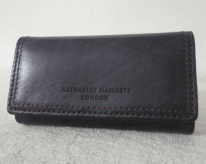 未使用　☆美品☆　キャサリンハムネット　KATHARINE HAMNETT　レザー　ネイビー　紺　４連　キーケース