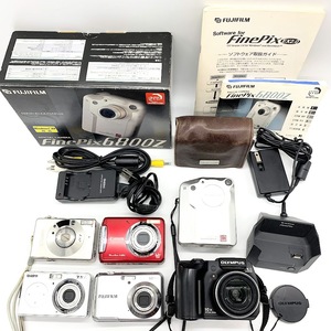 【S-23】通電確認有　OLYMPUS　Canon　IXY　PowerShot　FUJIFILM　FinePix　Uniden　デジカメ　デジタルカメラ　おまとめ6台　現状品