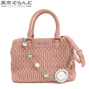 101730953 ミュウミュウ MIUMIU ナッパクリスタル マテラッセ 2WAY ハンドバッグ 5BA067 ピンク ナッパ ショルダーバッグ レディース A