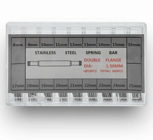 【普通郵便送料無料！】腕時計ベルト用ばね棒(8mm-25mm)各20＋バネ棒はずし2本付き(000)