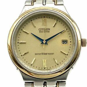 金3【稼働】CITIZEN エコドライブ メンズ 時計 E110-T003583 ソーラー シチズン ゴールド文字盤 デイト