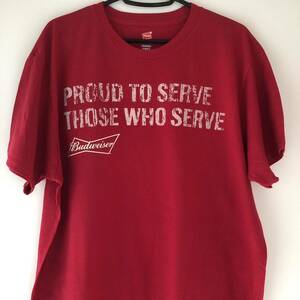 Budweiser バドワイザービール　Tシャツ　赤　XL PROUD TO SERVE