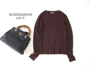 ☆美品☆MORRIS&SONS☆リブニット☆長袖☆ウール混☆0(7号)☆ブラウン☆クルーネック☆モリスアンドサンズ☆bshop