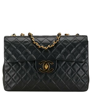 シャネル マトラッセ35 ココマーク チェーン ショルダーバッグ ブラック レザー レディース CHANEL 【中古】