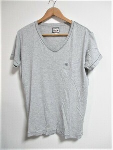 ☆DIESEL ディーゼル ワンポイント Vネック Tシャツ 半袖/メンズ/S☆グレー