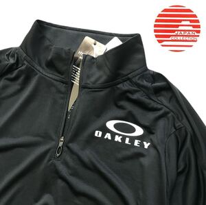 ▲B461新品 【日本XXLサイズ】黒 最新 JAPAN CLLECTIONオークリー（OAKLEY）Enhance 半袖 ゴルフ ハイネック モック ハーフジップ シャツ