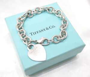 ◆TIFFANY & Co. ◆ティファニー SV925 ハートタグ ブレスレット レディースブレスレット 全長約18cm 共箱 中古 長期保管品