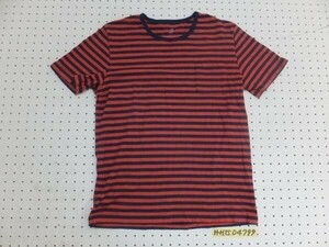 a.v.v HOMME アーベーベーオム メンズ 綿 ポケット付き ボーダー 半袖Tシャツ 48 オレンジ紺