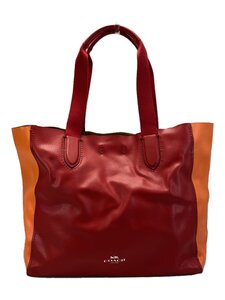 COACH◆バイカラー 2トーン レザー トートバッグ/レッド×オレンジ/F1732-F11833