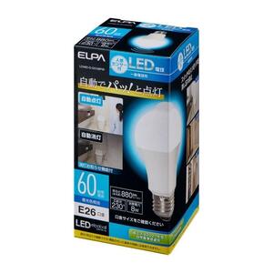 ELPAセンサー付きLED電球 60Ｗ昼光色相当　LDA8D-G-G5109PIR(60W形相当) 880lm 8W E26口金 昼光色相当 人感センサ センサー センサーライト